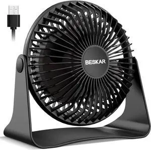 BESKAR USB Small Desk Fan, Portable Table Fans with 3 Speeds Strong Airflow BESKAR USB Small Desk Fan, Portable Table Fans with 3 Speeds Strong Airflow