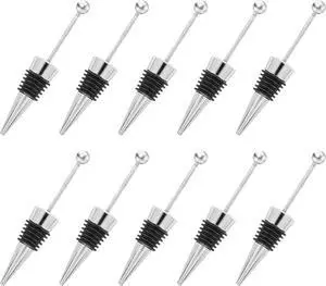 10PCS Beadable Wine Stoppers, Beaded Bottle Cap Zinc Alloy Reusable Corkscrew Saver Corks to Add a Bead Rhinestone Decorative Gadget for Glass Beverage Holiday Party Wedding Bar Crafting Gifts Silver 10PCS Beadable Wine Stoppers, Beaded Bottle Cap Zinc Alloy Reusable Corkscrew Saver Corks to Add a Bead Rhinestone Decorative Gadget for Glass Beverage Holiday Party Wedding Bar Crafting Gifts Silver