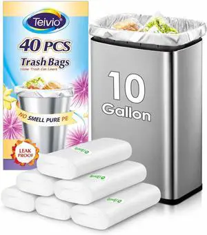 Teivio Medium Clear Trash Bags 10 Gallon 40 Count Kitchen Garbage Bags Teivio Medium Clear Trash Bags 10 Gallon 40 Count Kitchen Garbage Bags
