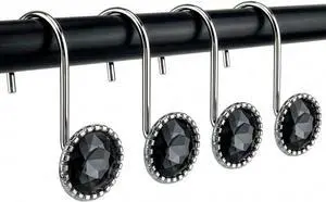 DecorRack 12 Shower Curtain Hooks, Rhinestone Style, Onyx (12 Pack) DecorRack 12 Shower Curtain Hooks, Rhinestone Style, Onyx (12 Pack)