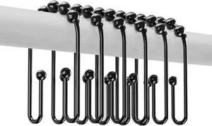 Resze U Shaped Shower Curtain Hooks Rings, Black, 12 Pcs Resze U Shaped Shower Curtain Hooks Rings, Black, 12 Pcs