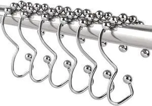 Resze Metal Shower Curtain Hooks, 12 Pcs Metal Shower Curtain Rings Resze Metal Shower Curtain Hooks, 12 Pcs Metal Shower Curtain Rings