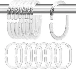 Plastic Shower Curtain Rings Hooks for Bathroom Shower Window Rod (Clear 24 Pack) Plastic Shower Curtain Rings Hooks for Bathroom Shower Window Rod (Clear 24 Pack)
