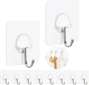 FOTYRIG Adhesive Hooks Heavy Duty, 15lb(Max) 180 Degree Rotating Wall Sticky Hooks for Hanging Wall Hangers Without Nails Seamless Stick on Bathroom Kitchen Office Outdoors-10 Packs FOTYRIG Adhesive Hooks Heavy Duty, 15lb(Max) 180 Degree Rotating Wall Sticky Hooks for Hanging Wall Hangers Without Nails Seamless Stick on Bathroom Kitchen Office Outdoors-10 Packs