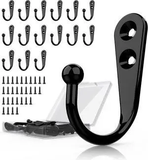 15-Pack Black Wall Mount Hooks for Hanging Coats & Towels 15-Pack Black Wall Mount Hooks for Hanging Coats & Towels
