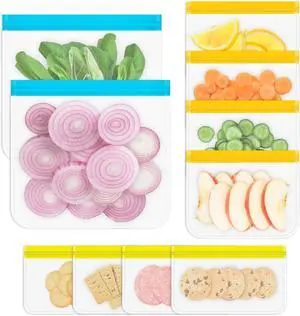 10 Pack Reusable Gallon Freezer Bags, Multicolor 10 Pack Reusable Gallon Freezer Bags, Multicolor