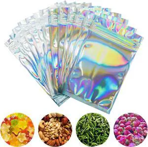 100 Pieces Smell Proof Bags - 3x5 Inches Resealable Mylar Bags Clear Food Candy Storage Bags Holographic Rainbow Color 100 Pieces Smell Proof Bags - 3x5 Inches Resealable Mylar Bags Clear Food Candy Storage Bags Holographic Rainbow Color