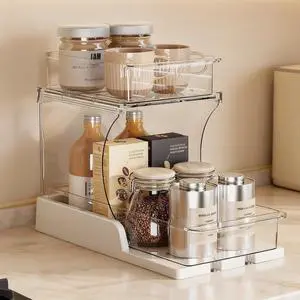 Jsyrjing Pull Out 2 Tier Organizer for Kitchen Bathroom and Cabinet Storage Rotating Pantry Rack Under Sink Organizer Clear and Durable Design 1 Pack Jsyrjing Pull Out 2 Tier Organizer for Kitchen Bathroom and Cabinet Storage Rotating Pantry Rack Under Sink Organizer Clear and Durable Design 1 Pack