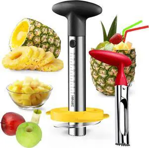 Pineapple Corer and Slicer Tool, Pineapple Cutter and Corer, Stainless Steel Pineapple Peeler, Easy Pineapple core remover decorer, Eye Removal Tool, Pelador De Piña (Black with Measure marks) Pineapple Corer and Slicer Tool, Pineapple Cutter and Corer, Stainless Steel Pineapple Peeler, Easy Pineapple core remover decorer, Eye Removal Tool, Pelador De Piña (Black with Measure marks)