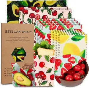 Reusable Beeswax Wrap, 11 Pack Eco-Friendly Beeswax Wraps For Food, Organic, Sustainable, Biodegradable, Zero Waste, Plastic-Free Food Storage, 1L Avocado, 2M Cherry, 4S Strawberry, 4XS Lemon Patterns Reusable Beeswax Wrap, 11 Pack Eco-Friendly Beeswax Wraps For Food, Organic, Sustainable, Biodegradable, Zero Waste, Plastic-Free Food Storage, 1L Avocado, 2M Cherry, 4S Strawberry, 4XS Lemon Patterns