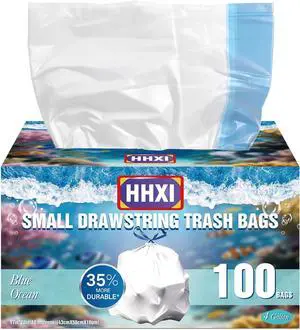 100Ct 4 Gallon Small Trash Bags, Blue Ocean Garbage Bags, Scented Trash Bags, Odor Resistant with Drawstring 100Ct 4 Gallon Small Trash Bags, Blue Ocean Garbage Bags, Scented Trash Bags, Odor Resistant with Drawstring