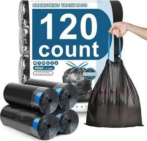 4 Gallon Trash Bags Drawstring, 120 Count Small Garbage Bags 4 Gallon Trash Bags Drawstring, 120 Count Small Garbage Bags