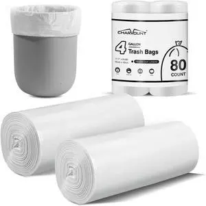 Charmount Small Trash Bags,4 Gallon Garbage Bags, 80 Counts Charmount Small Trash Bags,4 Gallon Garbage Bags, 80 Counts