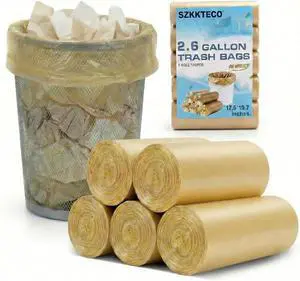 Heavy Duty 2.6 Gallon Small Trash Bags, 100 Count (5 Rolls), Gold Heavy Duty 2.6 Gallon Small Trash Bags, 100 Count (5 Rolls), Gold