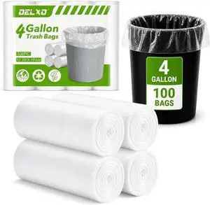 Delxo Small Trash Bags 4 Gallon, Clear Unscented Bathroom Trash Bags Delxo Small Trash Bags 4 Gallon, Clear Unscented Bathroom Trash Bags