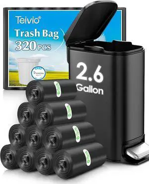Teivio Small Black Trash Bags 2.6 Gallon 320 Count Waste Garbage Bags Teivio Small Black Trash Bags 2.6 Gallon 320 Count Waste Garbage Bags