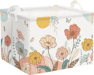 Clastyle 36L Boho Flower Leaf Girls Storage Basket Spring Garden Butterfly Clothes Toy Nursery Bin Collapsible Rectangle Book Shelf Basket for Kids Room Clastyle 36L Boho Flower Leaf Girls Storage Basket Spring Garden Butterfly Clothes Toy Nursery Bin Collapsible Rectangle Book Shelf Basket for Kids Room