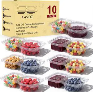10 Pack Meal Prep Containers | 2 Compartment Snack Containers with Lids 10 Pack Meal Prep Containers | 2 Compartment Snack Containers with Lids