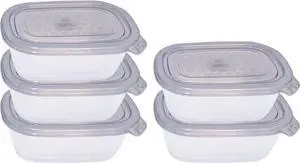 Neez 5 Pack 17oz Plastic Food Storage Containers with Lids (2 Cups) - Small Freezer Storage Containers- Ideal For Snacks & Meal Prep - BPA Free, Reusable, Microwavable & Dishwasher Safe Neez 5 Pack 17oz Plastic Food Storage Containers with Lids (2 Cups) - Small Freezer Storage Containers- Ideal For Snacks & Meal Prep - BPA Free, Reusable, Microwavable & Dishwasher Safe