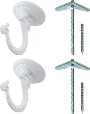Rocky Mountain Goods Ceiling Swag Hook 2 Pack with Mounting Hardware - 1 1/2 Heavy Duty Swag Hooks for Hanging Planter, Ceiling or Extender Chains - Easy Install with Screws/Brackets (White) Rocky Mountain Goods Ceiling Swag Hook 2 Pack with Mounting Hardware - 1 1/2 Heavy Duty Swag Hooks for Hanging Planter, Ceiling or Extender Chains - Easy Install with Screws/Brackets (White)
