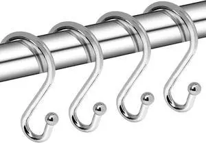 Gidse Metal Shower Curtain Hooks, Set of 12, Rust Proof Shower Curtain Hooks Rings, Durable S Shaped Hooks Hangers for Shower Curtains, Kitchen Utensils, Clothes, Towels (Chrome) Gidse Metal Shower Curtain Hooks, Set of 12, Rust Proof Shower Curtain Hooks Rings, Durable S Shaped Hooks Hangers for Shower Curtains, Kitchen Utensils, Clothes, Towels (Chrome)