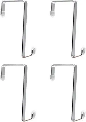 Heavy-duty Single Over Door Hooks, Stainless Steel Hanger Organizer for Hanging Bag, Towel, Bath Robe, Shoe Rack, Fit 1-1/2" to 1-3/4", Rubber Protective Head, Great Replacement (Silver, 4 Pack) Heavy-duty Single Over Door Hooks, Stainless Steel Hanger Organizer for Hanging Bag, Towel, Bath Robe, Shoe Rack, Fit 1-1/2" to 1-3/4", Rubber Protective Head, Great Replacement (Silver, 4 Pack)