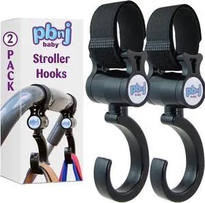 PBnJ Baby Stroller Hooks for Diaper Bags, Purses and Travel, 2 Pack PBnJ Baby Stroller Hooks for Diaper Bags, Purses and Travel, 2 Pack