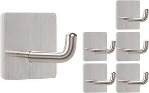 Livabber Adhesive Towel Hooks, 304 Stainless Steel Self Sticky Wall Hooks Waterproof Shower Hooks for Robe/Clothes, No Drilling Towel Hangers for Bathroom Kitchen Bedroom (Brushed Nickel, 6 Packs) Livabber Adhesive Towel Hooks, 304 Stainless Steel Self Sticky Wall Hooks Waterproof Shower Hooks for Robe/Clothes, No Drilling Towel Hangers for Bathroom Kitchen Bedroom (Brushed Nickel, 6 Packs)