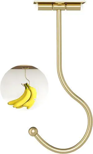 Under Counter Banana Hook Foldable, Banana Holder Cabinet Shelf Hook,Gold Under Counter Banana Hook Foldable, Banana Holder Cabinet Shelf Hook,Gold