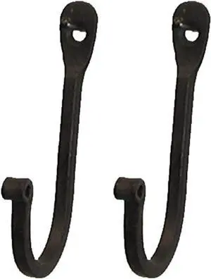 CTW 720002 Early American Single Prong Wrought Iron Hooks, Set of 2 Rustic Curved Metal Fasteners Decorative Colonial Wall Décor CTW 720002 Early American Single Prong Wrought Iron Hooks, Set of 2 Rustic Curved Metal Fasteners Decorative Colonial Wall Décor