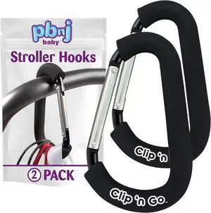 PBnJ Baby Stroller Hooks, Large Carabiner Clip, Diaper Bag Purse, 2 Pack PBnJ Baby Stroller Hooks, Large Carabiner Clip, Diaper Bag Purse, 2 Pack