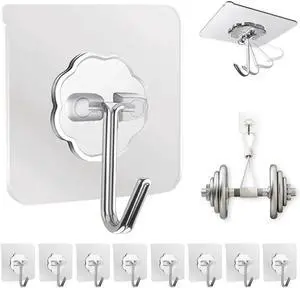 DDMY Adhesive Wall Hooks Clear 50lb(Max) Heavy Duty Hanging Sticky-10 Pack DDMY Adhesive Wall Hooks Clear 50lb(Max) Heavy Duty Hanging Sticky-10 Pack