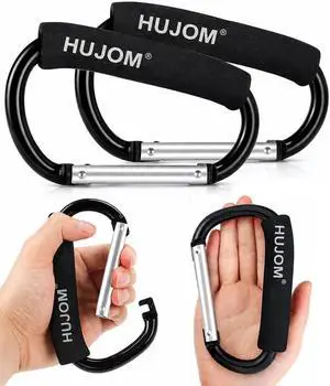 Stroller Hooks 2 Pack Heavy Duty Large Carabiner Clips for Bags & Baby Gear Stroller Hooks 2 Pack Heavy Duty Large Carabiner Clips for Bags & Baby Gear