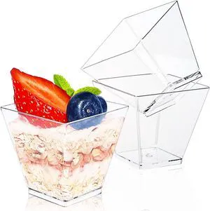 Jnnzzggu 50Pcs Square Mini Plastic Dessert Cups,3.5Oz Clear Plastic Parfait Appetizer Cup for Desserts,Appetizers,Ice Cream Jnnzzggu 50Pcs Square Mini Plastic Dessert Cups,3.5Oz Clear Plastic Parfait Appetizer Cup for Desserts,Appetizers,Ice Cream