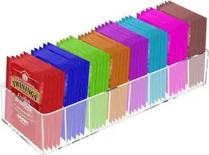 Acrylic Tea Bag Organizer, Clear Small Tea Packet Storage Box Clear Holder with 8 Slot, for Drawer, Countertop, Pantry, Kitchen, Cabinet, Shelf, 1 Pack (Removable partition) Acrylic Tea Bag Organizer, Clear Small Tea Packet Storage Box Clear Holder with 8 Slot, for Drawer, Countertop, Pantry, Kitchen, Cabinet, Shelf, 1 Pack (Removable partition)