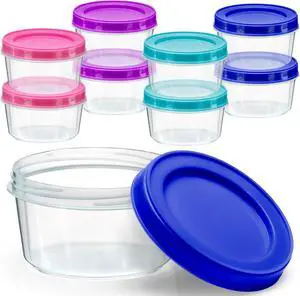 DecorRack 8 Pack - 7 oz Plastic Food Storage Containers with Screw Lids, BPA-Free, Reusable Stackable Jars for Portion Control, Snacks, Travel, Kitchen, Freezer, Art and Craft (Assorted Color) DecorRack 8 Pack - 7 oz Plastic Food Storage Containers with Screw Lids, BPA-Free, Reusable Stackable Jars for Portion Control, Snacks, Travel, Kitchen, Freezer, Art and Craft (Assorted Color)