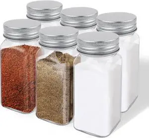 ZUFECY Glass Spice Bottles 6-Pack, 4oz with Shaker Lids for Salt Pepper ZUFECY Glass Spice Bottles 6-Pack, 4oz with Shaker Lids for Salt Pepper