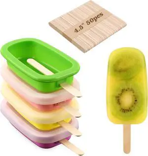 WMKGG Stackable Silicone Popsicle Molds with Lids, 4 PCS Ice Cream Molds WMKGG Stackable Silicone Popsicle Molds with Lids, 4 PCS Ice Cream Molds
