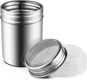1Pcs Stainless Steel Powder Sugar Shaker Duster with Lid, Fine Mesh Shaker Powder Cans for baking soda Cocoa Cornstarch Coffee Flour ect 1Pcs Stainless Steel Powder Sugar Shaker Duster with Lid, Fine Mesh Shaker Powder Cans for baking soda Cocoa Cornstarch Coffee Flour ect