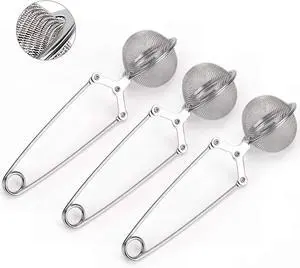 Snap Ball Tea Strainer, JEXCULL 3 Pack Premium Stainless Steel Tea Strainer with Handle for Loose Leaf Tea Fine Mesh Tea Balls Filter Infusers (Normal) Snap Ball Tea Strainer, JEXCULL 3 Pack Premium Stainless Steel Tea Strainer with Handle for Loose Leaf Tea Fine Mesh Tea Balls Filter Infusers (Normal)