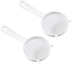 2 Pcs Small White Mesh Kitchen Sifter - Plastic Mesh Strainers Sieve,Colanders and Sieve with Handle for Tea Pasta Flour Rice Fruits Vegetable, Food Strainers 2 Pcs Small White Mesh Kitchen Sifter - Plastic Mesh Strainers Sieve,Colanders and Sieve with Handle for Tea Pasta Flour Rice Fruits Vegetable, Food Strainers