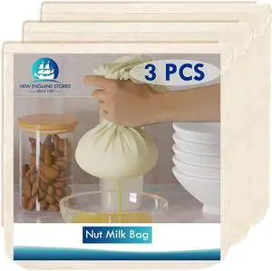 3 PCS Reusable Cheesecloth Bag & Nut Milk Bags, Grade 100, 14x14 Inch Hemmed Cheese Cloth for Straining Craft, 100% Cotton Unbleached Cloth Strainer for Cooking, Baking, Juicing, Cheese Making 3 PCS Reusable Cheesecloth Bag & Nut Milk Bags, Grade 100, 14x14 Inch Hemmed Cheese Cloth for Straining Craft, 100% Cotton Unbleached Cloth Strainer for Cooking, Baking, Juicing, Cheese Making