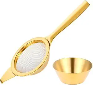 2.2" Gold Matcha Sifter Strainer 30 Fine Mesh Strainer Small Sifters for Matcha Stainless Steel Sieve Sifter with Handle, Small Metal Strainers for Loose Tea Cocktail Coffee 2.2" Gold Matcha Sifter Strainer 30 Fine Mesh Strainer Small Sifters for Matcha Stainless Steel Sieve Sifter with Handle, Small Metal Strainers for Loose Tea Cocktail Coffee