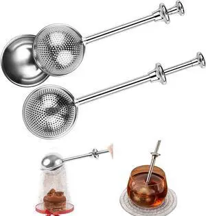 2pcs Stainless Steel Loose Tea Leaf Steeper&Sugar Shaker Duster Sifter 2 in 1, tea ball for loose leaf tea,tea strainers One-Hand Operated Spring-Loaded 2pcs Stainless Steel Loose Tea Leaf Steeper&Sugar Shaker Duster Sifter 2 in 1, tea ball for loose leaf tea,tea strainers One-Hand Operated Spring-Loaded
