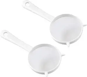 2Pcs Small White Mesh Kitchen Sifter - Plastic Mesh Strainers Sieve,Colanders and Sieve with Handle for Tea Pasta Flour Rice Fruits Vegetable, Food Strainers 2Pcs Small White Mesh Kitchen Sifter - Plastic Mesh Strainers Sieve,Colanders and Sieve with Handle for Tea Pasta Flour Rice Fruits Vegetable, Food Strainers
