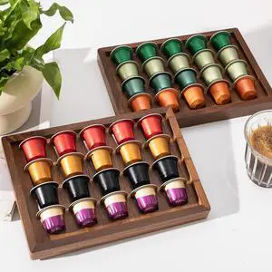 2 PCS Acacia Wood Coffee Pod Holder Tray Compatible with Nespresso Original Line, Organizer, Storage, Container, Capsule Cup Holder for Countertop or Drawer, Total 40 Pods Capacity 2 PCS Acacia Wood Coffee Pod Holder Tray Compatible with Nespresso Original Line, Organizer, Storage, Container, Capsule Cup Holder for Countertop or Drawer, Total 40 Pods Capacity