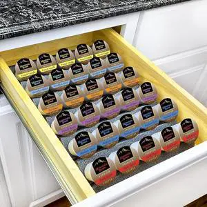 Lynk Professional® Coffee Pod Tray 6-Tier Heavy Gauge Steel Drawer Organizer for Kitchen Cabinets, compatible with Keurig K-Cup pods, Silver Metallic Lynk Professional® Coffee Pod Tray 6-Tier Heavy Gauge Steel Drawer Organizer for Kitchen Cabinets, compatible with Keurig K-Cup pods, Silver Metallic