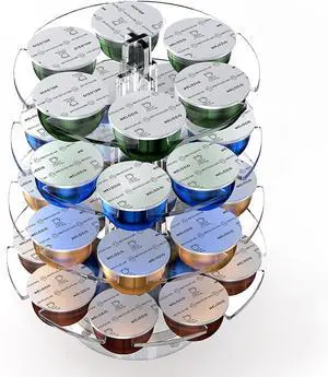 Coffee Pods Holder Acrylic Carousel Stand Compatible with 28 Nespresso Vertuo Capsules And Dolce Gusto Capsules Storage Organizer for Small Countertop Coffee Pods Holder Acrylic Carousel Stand Compatible with 28 Nespresso Vertuo Capsules And Dolce Gusto Capsules Storage Organizer for Small Countertop