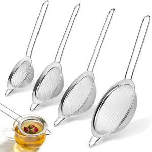 4PCS Fine Mesh Strainer Set, Premium Stainless Steel Fine Mesh Strainers, Food Fine Sieve with Non-Slip Handle, Perfect for Juice, Baking Flour, Drinks, Cocktails, Rice, Jam, Tea(2.8"/3.2"/3.9"/4.7") 4PCS Fine Mesh Strainer Set, Premium Stainless Steel Fine Mesh Strainers, Food Fine Sieve with Non-Slip Handle, Perfect for Juice, Baking Flour, Drinks, Cocktails, Rice, Jam, Tea(2.8"/3.2"/3.9"/4.7")