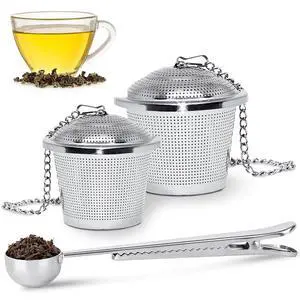 Tea Infuser Set of 2 (1 Large, 1 Small) with Scoop, Stainless Steel Tea Infuser Set of 2 (1 Large, 1 Small) with Scoop, Stainless Steel